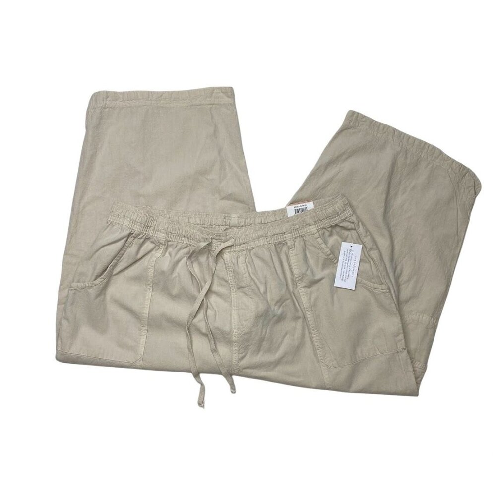 Karen Scott Capri‎ Pants Women's 2X Beige Plus Size Comfort Waist Relaxed NEW